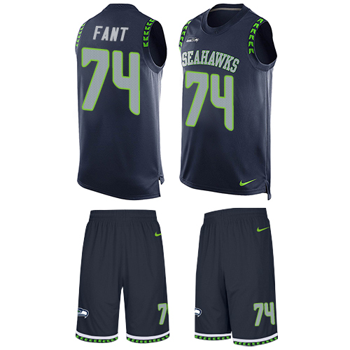 Nike Seahawks #74 George Fant Steel Blue Team Color Men's Stitched NFL Limited Tank Top Suit Jersey - Click Image to Close